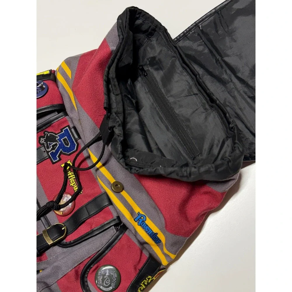 Harry Potter Hogwarts Houses Patches Backpack Rucksack Striped Canvas